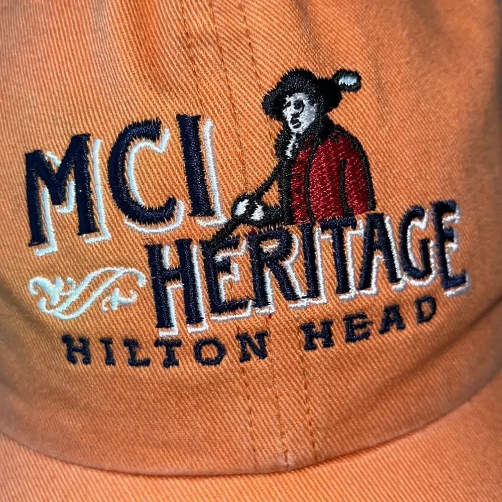 mens MCI Heritage Harbour Town golf links Sunday orange solid golf cap hat